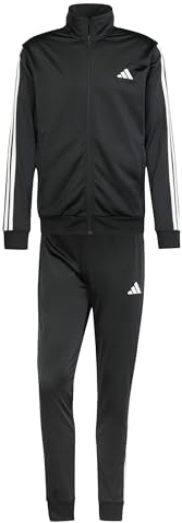 adidas Men's Sportswear Basic 3 Stripes Tricot Track Suit, Black, S
