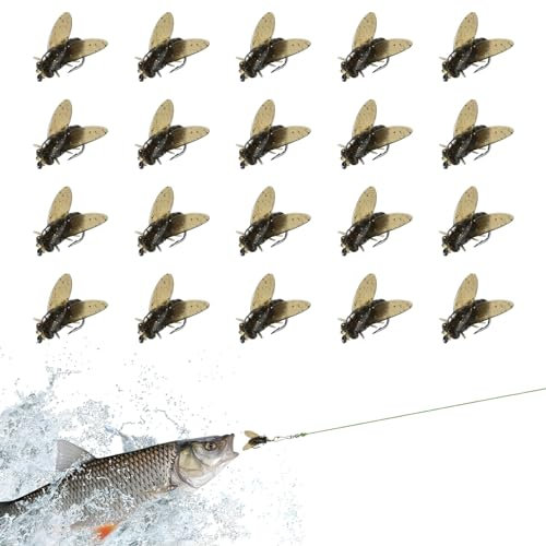 20 Stück Bionic Fly Fishing Bait, Fliegenhaken Weichköder, Bionische Fliegenfischköder, Künstliche Bionischer Fliegenfischer Köder Kit,Fliegenfischen Köder,Fisch Lockstoff Hinzufügen Angelgerät (12mm)