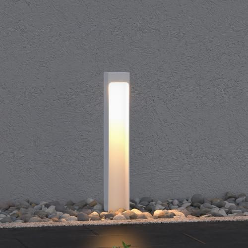maimai Lampione da Giardino 3000K, Luminoso da Giardino IP65 Paletti Esterni Led 6X6X80cm in Alluminio per Giardini, Parchi, Aree Residenziali e Ingressi BaldersLights, Sabbia bianco