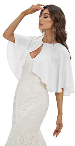 Bisdasdm Evening Shawls and Wraps for Dresses Chiffon Scarves For Weddings Bridal Bridesmaids Proms - White