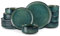 Geschirrset 6 Personen modern, vancasso STARRY 18 teiliges Steinzeug Geschirr Set, Teller Set, Kombiservice Set Grün, Tafelservice 6 Personen, Inklusive Speiseteller, Dessertteller und Müslischalen