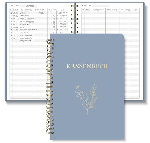 BIROYAL Kassenbuch A5-120 Seiten Haushaltsbuch, Budget Planner & Kassenbücher - Einnahmen Ausgaben Buch - Haushaltsbuch zum Eintragen - Kassenbuch Kleinunternehmer- Ausgaben Tracker Finanzplaner
