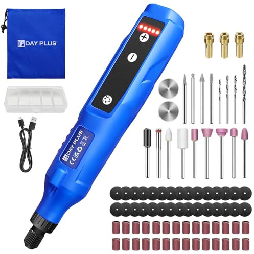 Akku-Rotationswerkzeug 3.7V 1500mAh Akku Multifunktionswerkzeug mit LED-Licht, 5-Gang 3000-18000 U/min Max, 80-tlg Zubehör Set zum Bohren, Gravieren, Polieren, Schleifen, Entrosten