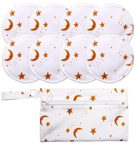 Wiederverwendbare Stilleinlagen mit tragbarer Tragetasche, Bio-Bambus-Stilbezüge, saugfähig, atmungsaktiv, umweltfreundlich, waschbar, für Mutterschaftsstillutensilien, 4 Paar