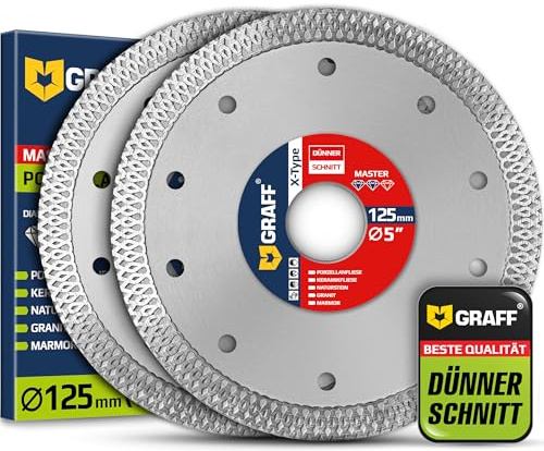 Disco diamantato in gres porcellanato da 125 mm per piastrelle dure, pietra naturale, marmo, granito, ceramica, set da 1,2 mm super sottile per smerigliatrice angolare e flessibile, disco da taglio