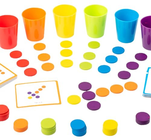 Celuicion Juego de Tazas de Pila rápidas, Tazas de apilamiento arcoíris - Earch Educational Educational Desarrollo Juguetes,Juego de Pensamiento con 50 Cartas Preguntas de Aprendizaje