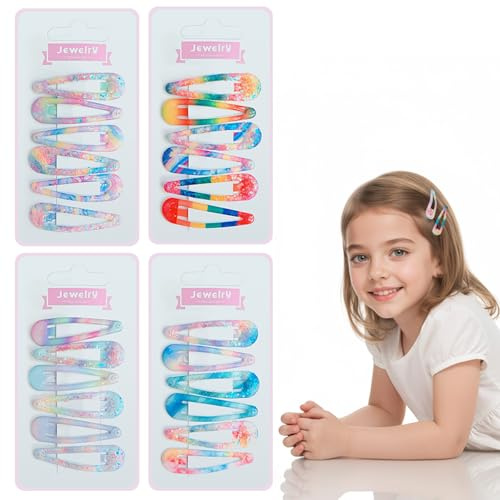 Kytpyi Mollette Capelli Bambina, Accessori Capelli Bambina, 24 Pezzi Colorato Capretto Neonata Forcine per Vita Quotidiana Giornata Scolastica Partito, Arcobaleno Baby Clips per Regalo