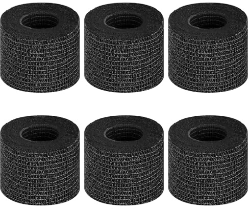 BUTBU Benda Elastica Bendaggio, 6 Rotoli 5CM*4.5M Bendaggio Sportivo, Coesiva Nastro Autoadesivo, Non Tessuto Autoadesivo Bendo per Mani, Piedi, Ginocchia, Braccia, o Pet - Nero