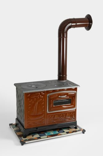Estufa de leña con horno grande, placa de hierro fundido y cuerpo esmaltado, calefacción y cocina interior y exterior con accesorios – LPP ZIBAR