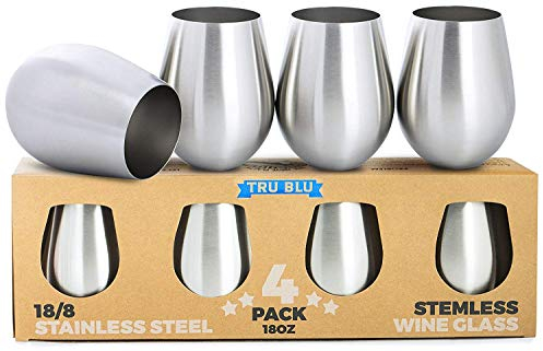 Unzerbrechliche Weingläser aus Edelstahl ohne Stiel, 530 ml (18 oz), stahl, 18oz Stemless Wine Glasses
