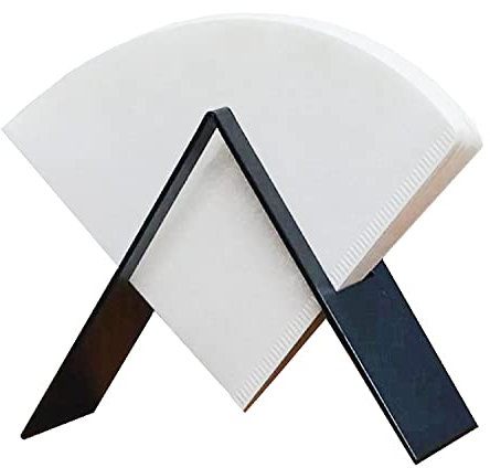 MIAO JIN Coffee Filter Paper Holder,Stainless Steel Coffee Paper Storage Container Dispenser Rack Coffee Filter Paper Stand (Black)