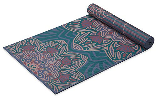Gaiam Yoga Mat Premium Print Reversible Extra Thick Non Slip Exercise & Fitness Mat for All Types of Yoga, Pilates & Floor Workouts, Jade Salutation, 6mm