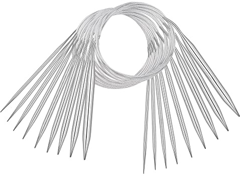 Coopay Ferri da Maglia Circolari in Acciaio Inox, 120 cm, 9 Ferri, 2,5-10,0 mm, Lisci, per Maglieria, Scialli, Maglioni, Coperte