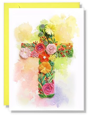 TUMYBee Colorful First Communion Card, Baptism, Sympathy, Thank You, for Girl, Boy, Granddaughter, Grandson (Cross)