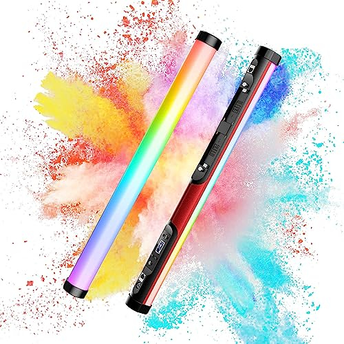 GVM Great Video Maker RGB Tube Light, BD25R 25W Wand with 300 Lamp Beads, 24'' Photography Lighting DMX/APP Bluetooth Mesh Networking, 2700-10000K Bar 12 Scene Effects, Studio Stick
