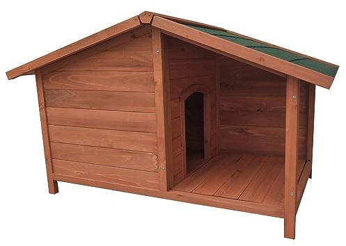 Urban Living Mon Jardin Niche pour Chien avec Patio en Sapin 102X64Xh65Cm