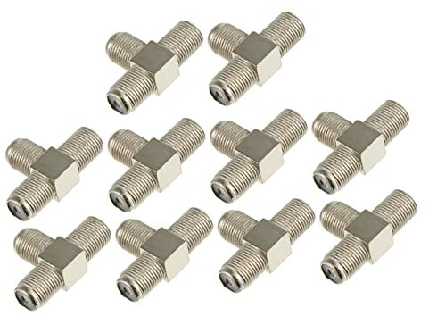 Hemobllo Splitter Coassiale Tipo f 3 Vie in Lega Di Zinco Nichelato, Connettore Femmina a Femmina Per Segnale Tv e Home Theater, Set Da 10 Pezzi Per Installazione Cablaggio Segnale Digitale