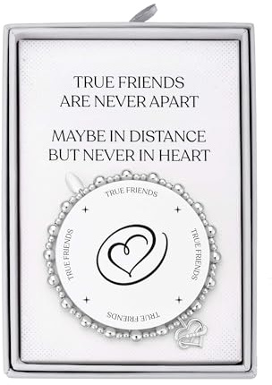 Philip Jones Silver Plated True Friendship Quote Stretch Bracelet with Gift Box
