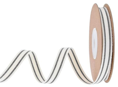 Whakano Nastro decorativo a righe, per confezioni regalo, per torte, matrimoni, fiori, fai da te, cucito, feste, banchetti, gonne, vestiti, 10 metri x 10 mm, nero