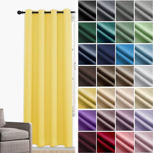 JRUI VerdunklungsvorhäNge 1er Set Thermo VorhäNge Gegen KäLte Und Hitze mit öSen Raumteiler Vorhang Gardine Blickdicht Akustikvorhang für Schlafzimmer Wonhzimmer 220 x 100cm (HXB) Gelb
