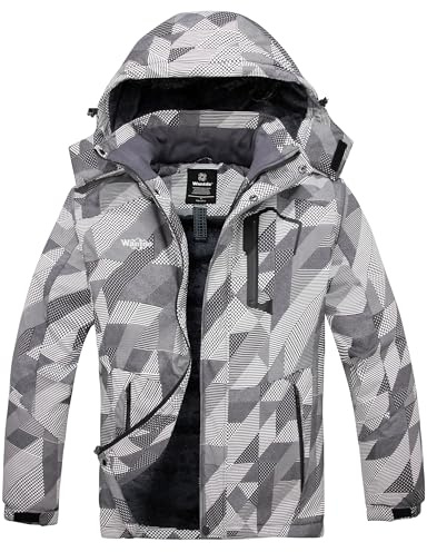 Wantdo Homme Veste de Ski Montagne Outdoor Manteau d'hiver Chaud Voyage | À capuche,Isolante Thermique,Poignets Ajustables,bas avec Cordon de Serrage,Imperméable à la Neige,Activités de Plein air