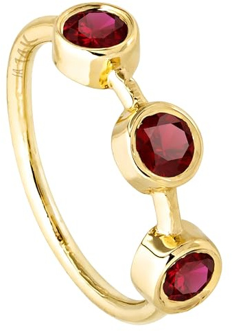 Solid 14K Yellow Gold Nose Hoop 20G Nose Ring Bezel Set 3-Stone Ruby Nose Hoop - Ear Cartilage Ring - July BirthStone Nose Ring NH3BZ20-RBYG