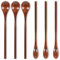 Dimeho Lot de 6 cuillères à café en bois, cuillère à mélanger à long manche, petite cuillère à café pour miel, ustensile en bois fait à la main, petit ensemble de dégustation pour confiture dessert