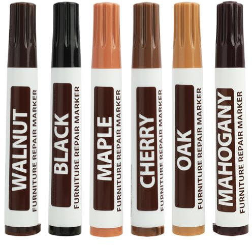6 Pezzi Marcatori per Riparazione Mobili in Legno, 6 Colori Assortiti per Ritocco e Copertura Graffi su Mobili, Pavimenti in Parquet e Laminato, Porte e Tavoli - Asciugatura Rapida e Sicura (6 pcs)