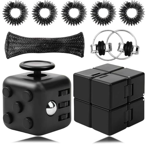 9 Stück Fidget Toys Set, Anti Stress Spielzeug Stress Abbauen, Stress Spielzeug Tötungs Zeit Stressabbau, für Nervöse Menschen Zum Stressabbau (Schwarz)