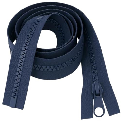 Cerniera blu navy da 76 cm (30) resistente con estremità aperta, denti in plastica lavabili in lavatrice, perfetta per cappotti e abbigliamento esterno di Giddy Square
