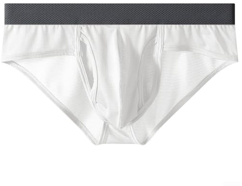 Slip pochette pour homme en soie glacée et design ouvert sur le devant pour un confort quotidien (2XL, blanc)