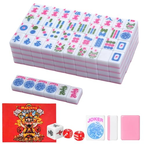 American Mahjong Tile Set,1.2 in 166 Pink Travel mah jongg sets game