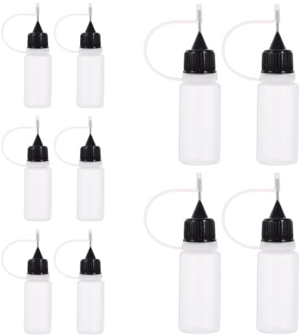 TOVINANNA 10 Pièces Bouteille de Précision en Pe Embout Aiguille pour Quilling, Bouteille Souple Rechargeable Contrôle Facile et Distribution Uniforme de Liquide pour DIY