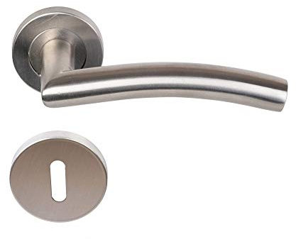 Paire de Poignées KLOSE besser sur Rosaces Elsa vague Inox 304 - +1 Paire de rosaces à trou de clé