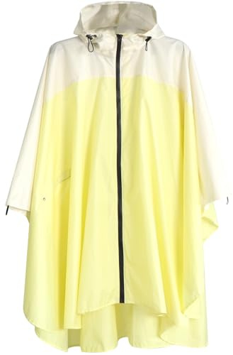 ANYOO Léger Imperméable Respirant Ripstop Poncho avec capuchon pour les activités de plein air,Mindaro/Ivory,Taille unique