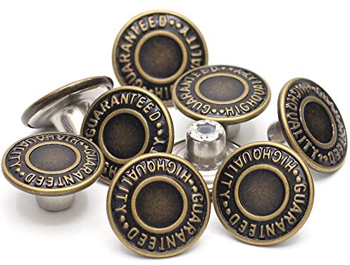 17mm Brass Jeans Buttons, Hammer on Tack Buttons 12 Set