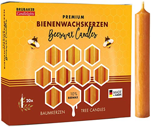 BRUBAKER 100-Pack Trädstearinljus 10% Bivax Julstearinljus Pyramidljus Julgransljus Honungsgult