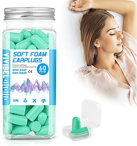 Bouchons d’Oreilles, Bouchon d’Oreilles Anti Bruit SNR 38 dB, Boule Quies pour Dormir en Mousse Souple, Boule Quies Reutilisable Protection Auditive pour Sommeil, Travail, Voyage - 60 Pairs