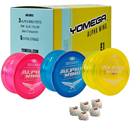 Yomega Yoyo Alpha Wing 3X, yoyo de eje fijo diseñado para principiantes. Juego de trucos de cuerda y entusiastas del eje fijo (transparente)