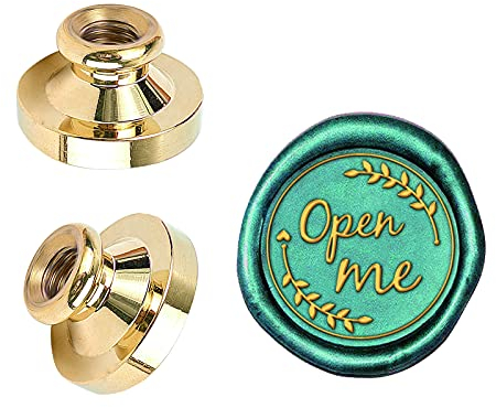 SUPERDANT Mich Öffnen Stempel WachssiegelBlätter Open Me Wachs Siegelstempel Abnehmbarer Wachs Siegelstempel Sammelalbum Messingstempel Zum Dekorieren von Umschlageinladungen Geschenkkarte 25mm