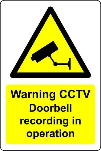 Warning cctv doorbell recording in operation Safety sign - Self adhesive sticker (150mm x 100mm)