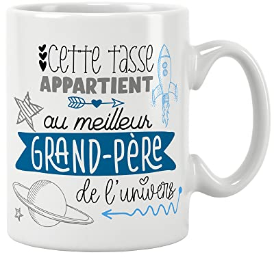 ÉNJA Création. Mug grand-père. Papy/Tasse – Le meilleur de l'univers - Futur papy - Cadeau anniversaire Cadeau original. Céramique haute qualité 11oz - 320 ML (PAPY)