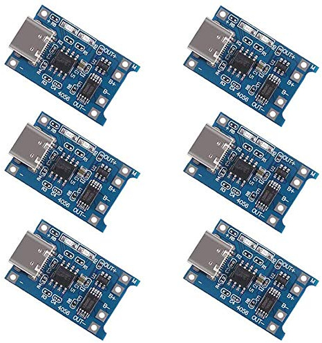 Greluma 6 Pz Tipo-C USB-C 5V 1A 18650 Modulo Caricabatterie Al Litio Scheda di Ricarica con Doppia Funzione di Protezione