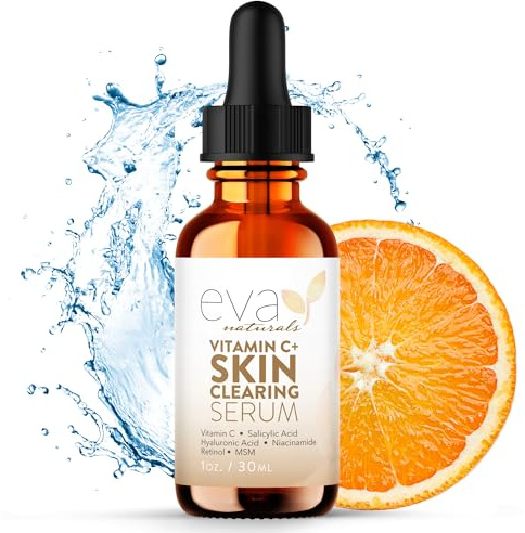 Eva Naturals Vitamin C Serum for Face – Skin Clearing Treatment with Retinol, Niacinamide & Natural Extracts – Fades Dark Spots, Fights Acne & Improves Radiance (30 mL)