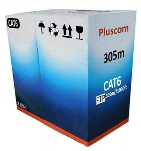 NTEK 305m black Cat 6 Reel AWG24 Ethernet LAN FTP Roll Bulk CCA Cable / 1000ft Networking