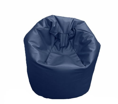 FAUX LEATHER Bean Bag Beanbag Gaming Chair Seat Lazy Lounger Couch (Navy, XL (80 x 80 x 110 cm))