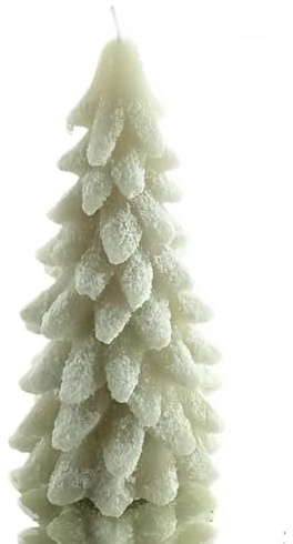 Kaemingk Weihnachtskerze Tannenbaum Hellgrau - Wachs, 16.5 cm, Pine/Evergreen Duft, Weihnachten