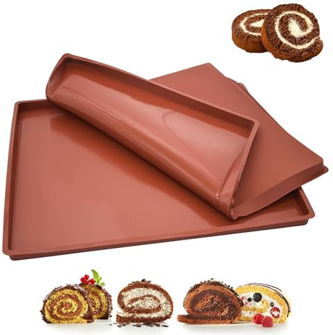 2 Pièces Tapis à Gâteau Roulé Suisse, Plaque de Gâteau Roulé Antiadhésif, Haute TempéRature, Tapis Cuisson en Silicone, Tapis de Cuisson Multi-Fonctions, pour Faire des Rouleaux de Gâteau