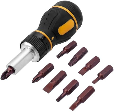 Bestgle mini ratschen schraubendreher 9 in 1 hohem drehmoment bithalter ratschenschraubendreher magnetischer ratschenschlüssel winkelschrauber spitze kompakt stubby schraubendreher rutschfestem griff