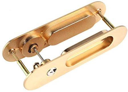 ZHCHAO Maniglia a serratura a porta scorrevole Anti-furto con tasti per mobili in legno fienile Blocco a scomparsa ad hardware per doppie porte